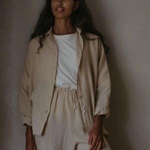 THE SIMPLE FOLK Relaxed-Fit Linen Pajama Shirt